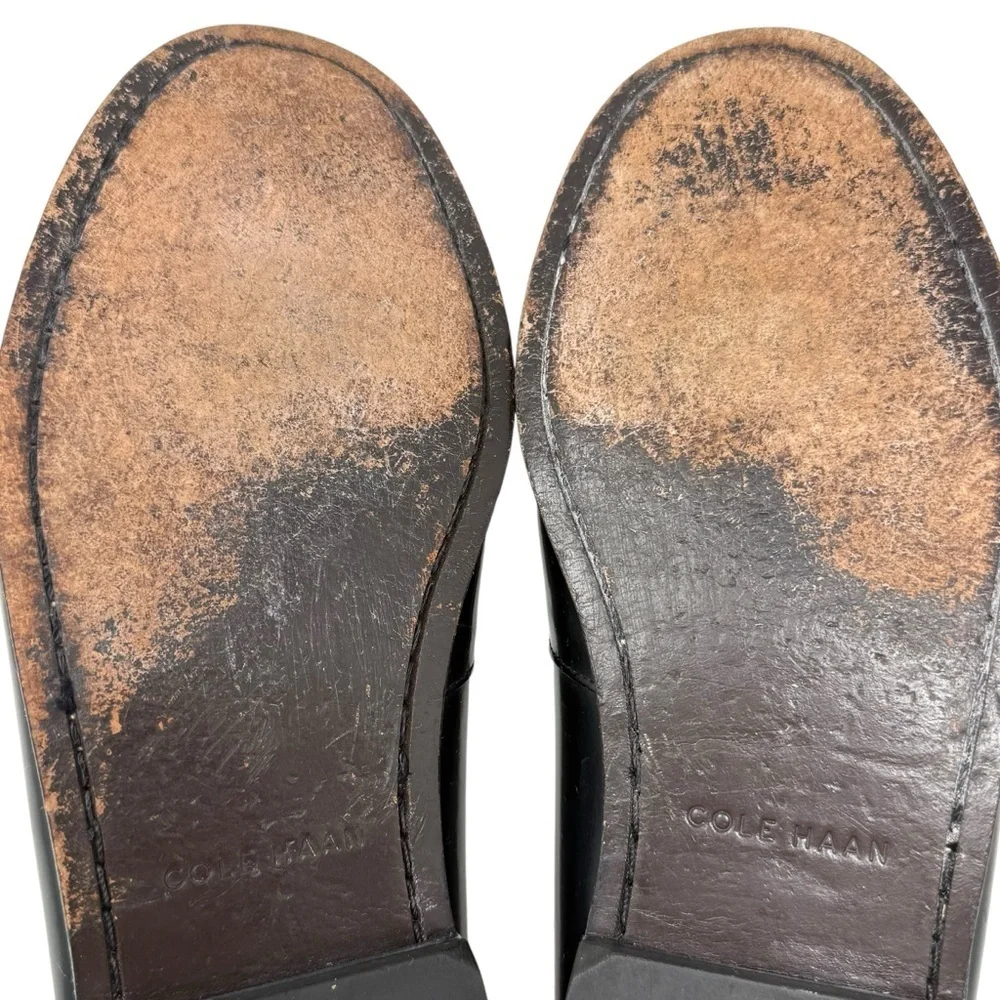 Cole Haan Classic Black Pinch Tassel Leather Loafers Mens Size 9.5 3E Extra Wide